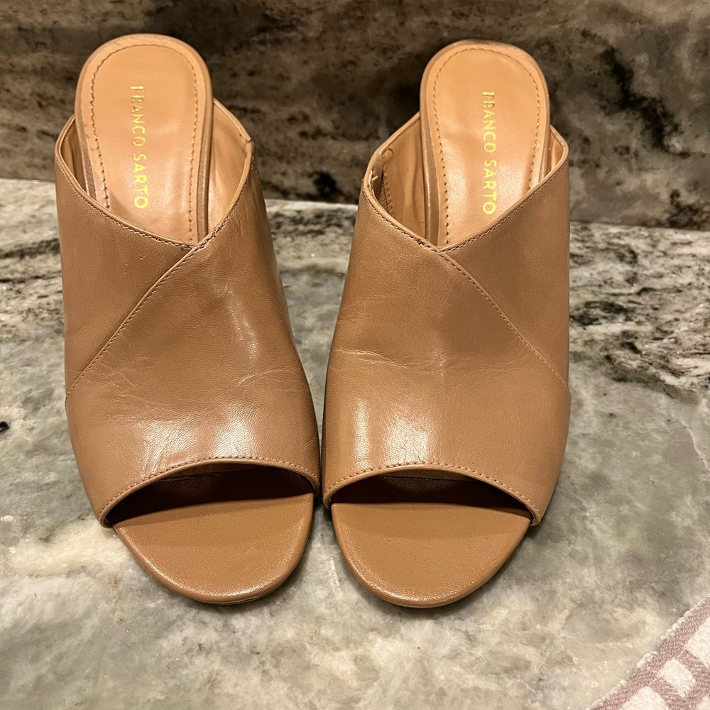 Sexy Leather Franco Sarto Wedges Peek Toe Heels